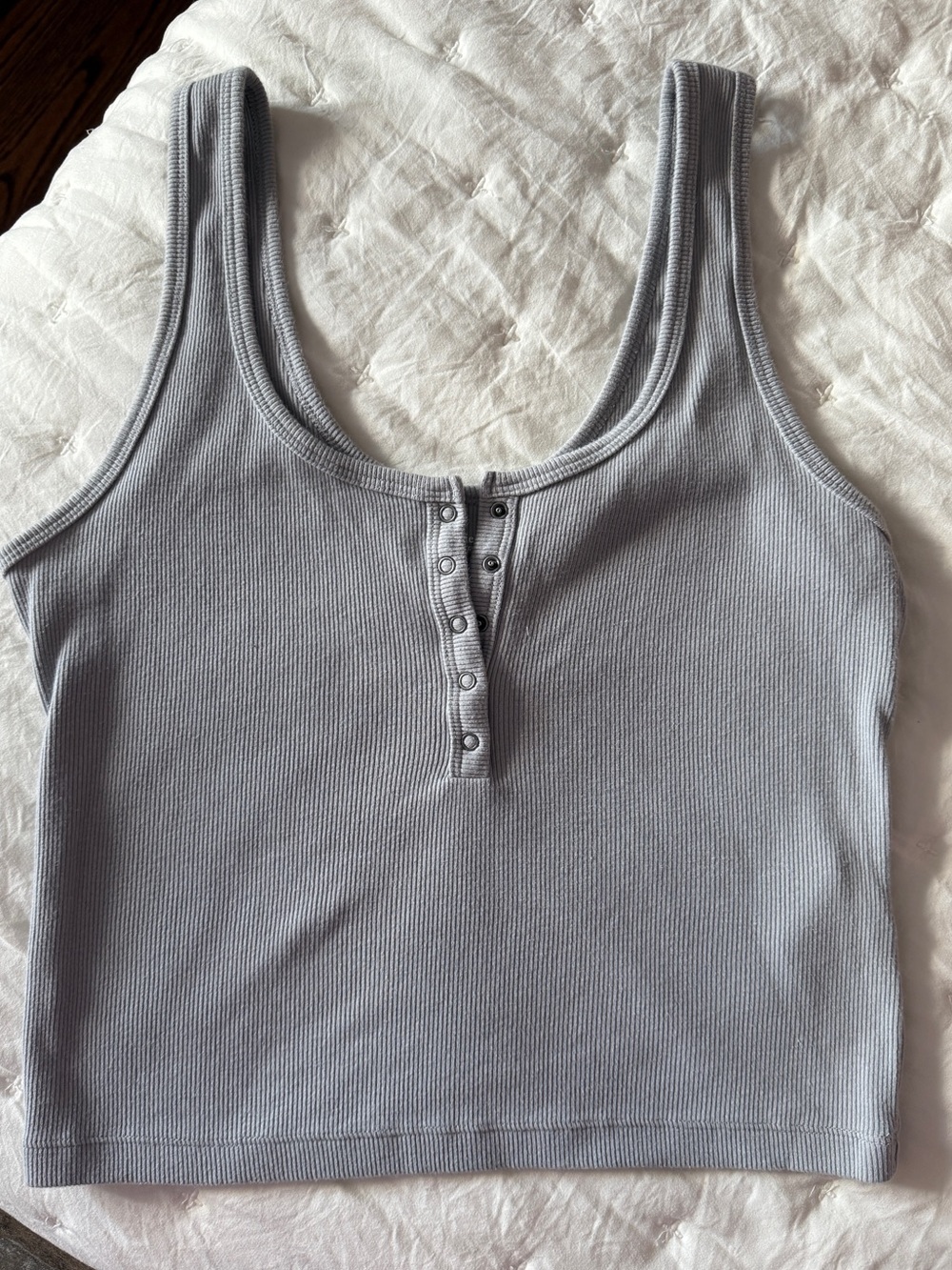 Grey Ribbed Crop Tank Top